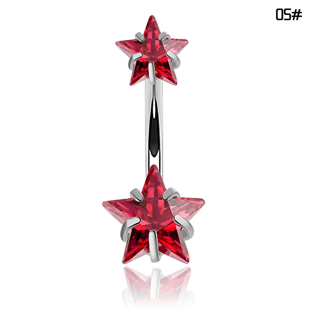 Colorful Pentagram Zircon Stainless Steel Navel Nail Charming Star Shape Crystal Navel Belly Ring Women Body Piercing Jewelry