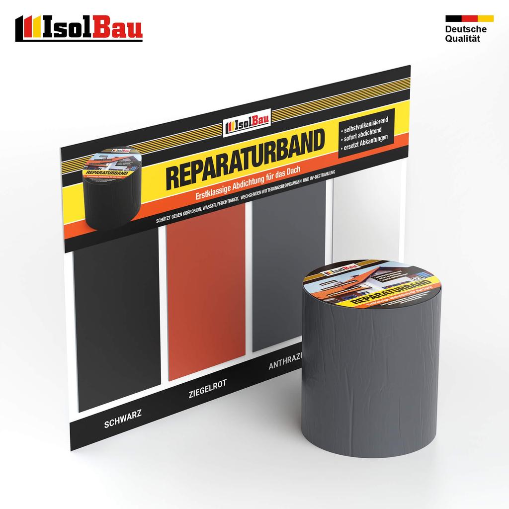 IsolBau Butyl Roofing Tape Reparaturband Anthracite 300mm x 10m