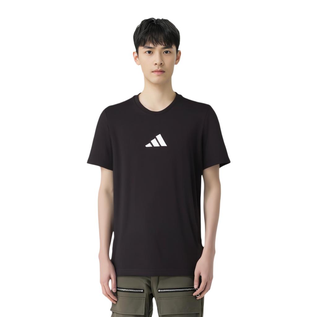 adidas Мужская футболка с коротким рукавом, удобный пуловер с круглым вырезом, спортивная, топы, черная FN1730