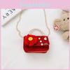 Chain Red Kids Crossbody Bag With Flower And Artificial Pearl Design Handle