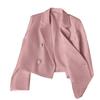 Spring Women Breasted Office Cropped Blazer Lapel Solid Color Long Sleeve Double Jacket Suit Coat