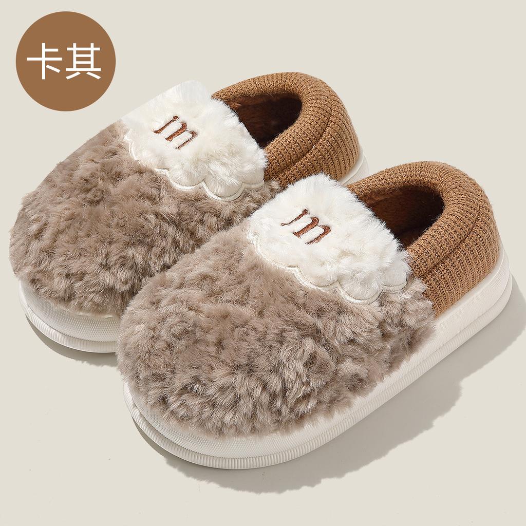 Warm Plush Outer Cotton Slippers Men's Autumn 2025 New Thick-bottomed Comfortable Piled Couple Cotton Slippers Women