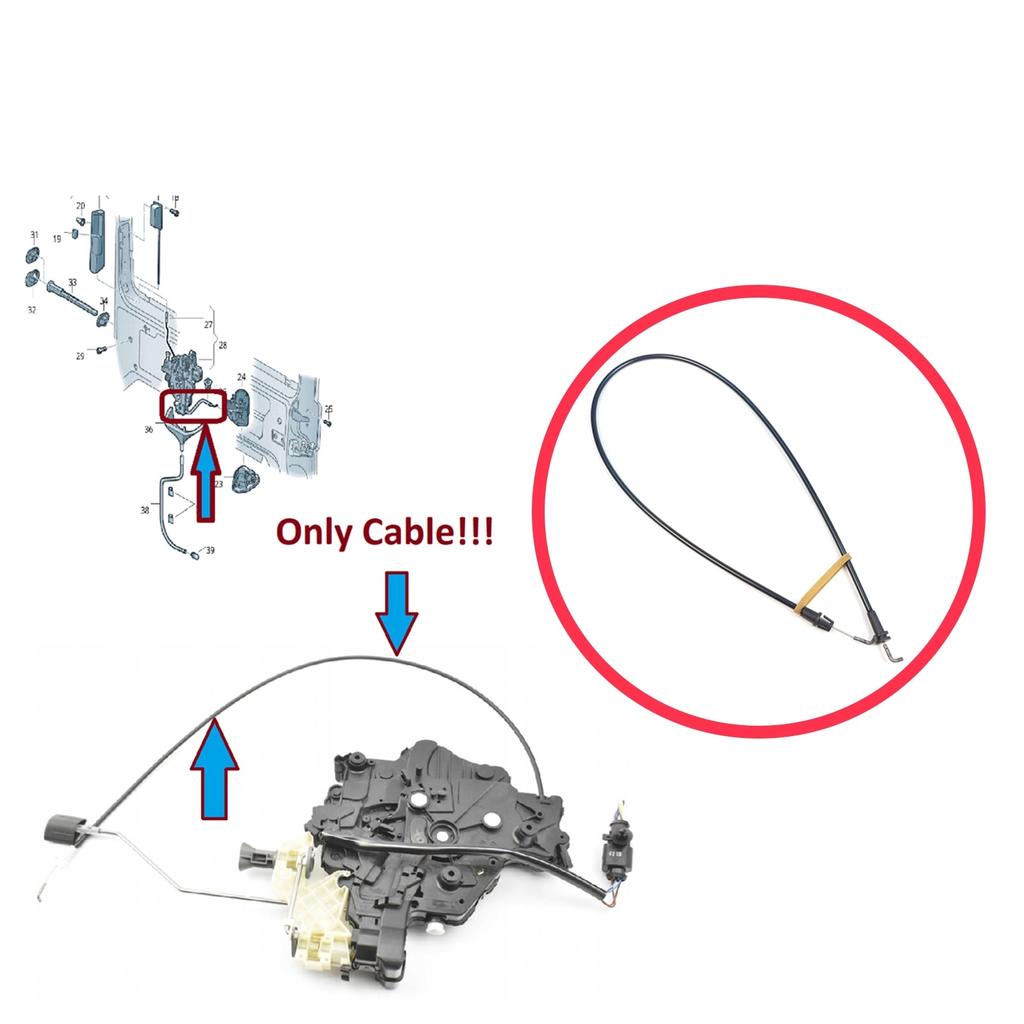 BDP1605 Side Sliding Door Lock Release Cable for VW Caddy MK3 2K 2C 2004-2015 2K5843653C