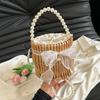 Плетеная свадебная корзина из ивового ротанга, плетеная корзина-полумесяц для хранения с ручкой, прочные корзины для девочек-цветочниц, контейнер для домашних пикников и мелочей