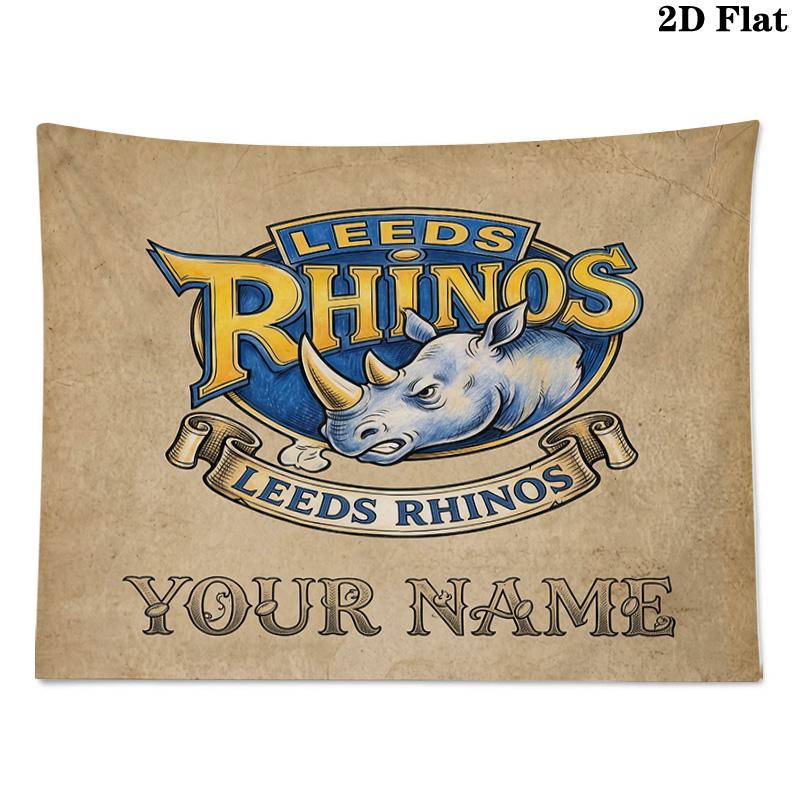 Custom Name Leeds Rhinos2 Printed Tapestry – Wall Hanging for Bedrooms, Dorms, and Home Decor