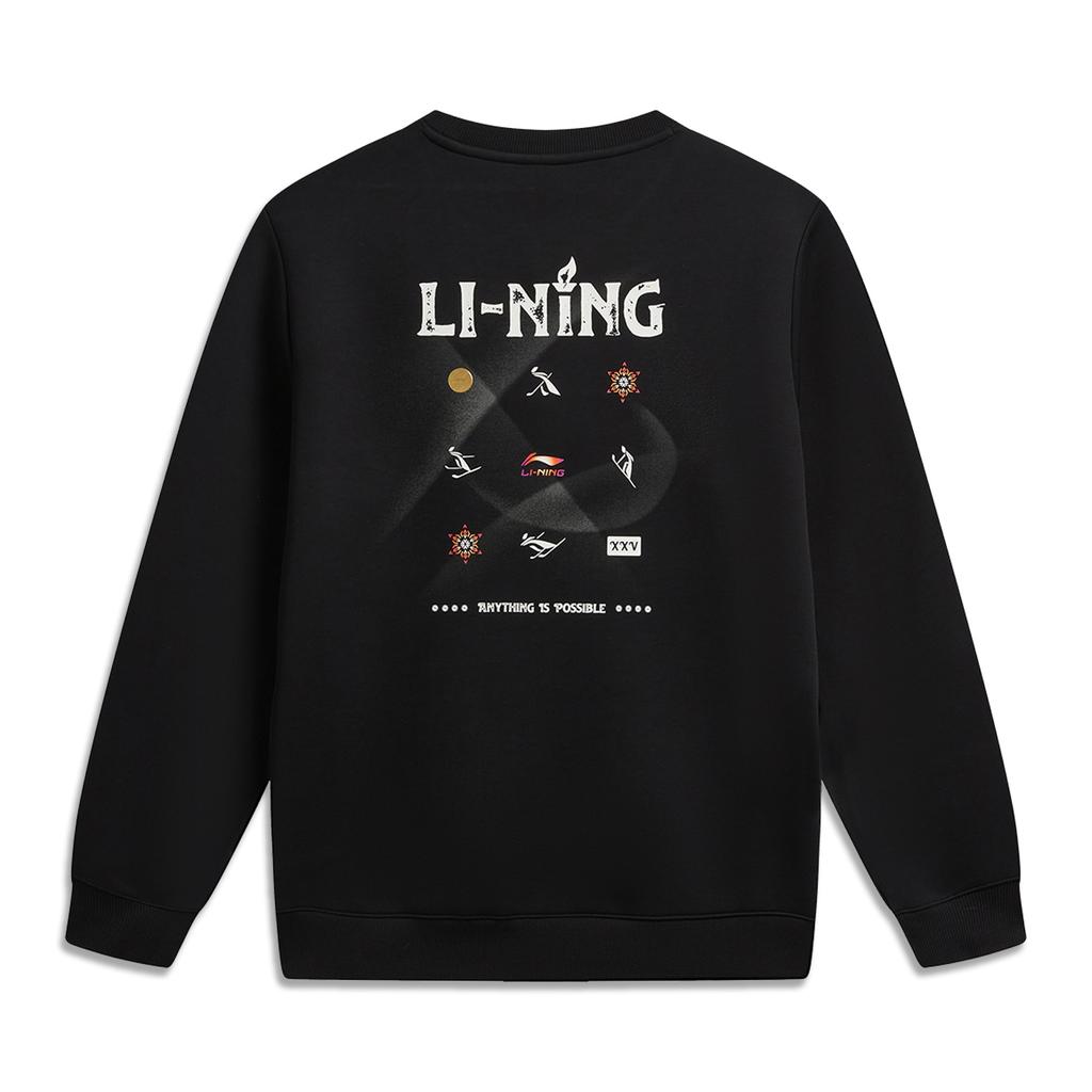 Li Ning Серия DNA Вдохновленная зимними видами спорта Ограниченная серия Американский ретро Повседневная мода Универсальный Логотип Круглый вырез Пуловер Толстовка Мужская толстовка AWDWC13-3