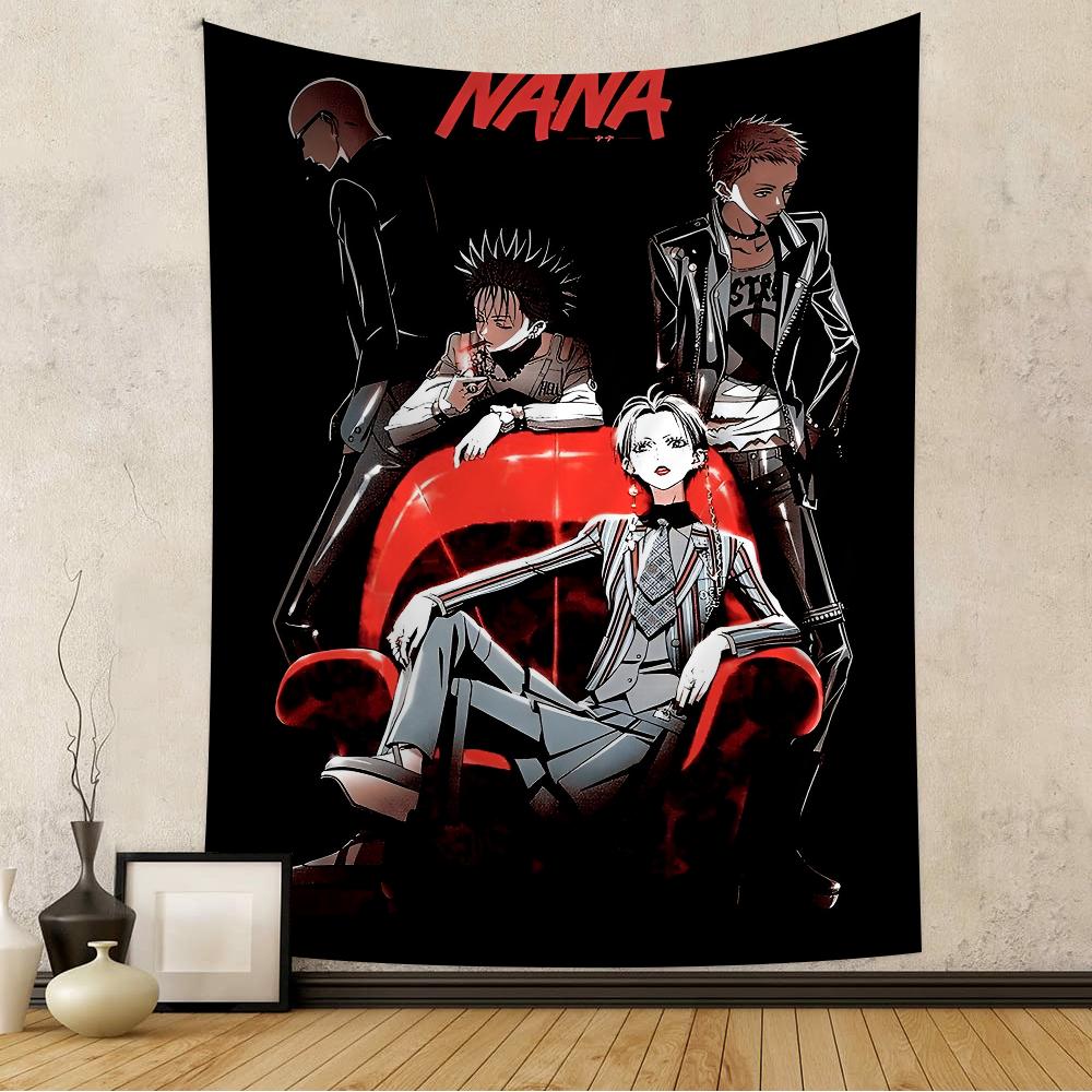 Гобелен с персонажами аниме и манги NANA Иконические персонажи группы Печать из манги Настенное панно Идеально для декора спальни Фанаты аниме и музыки