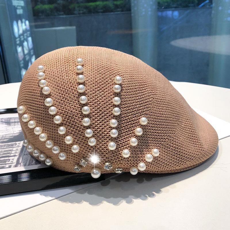 Новый осенне-зимний шерстяной берет с жемчугом и стразами, женская кепка в британском стиле ретро, ​​корейская версия, детская шляпа японского художника Mujer
