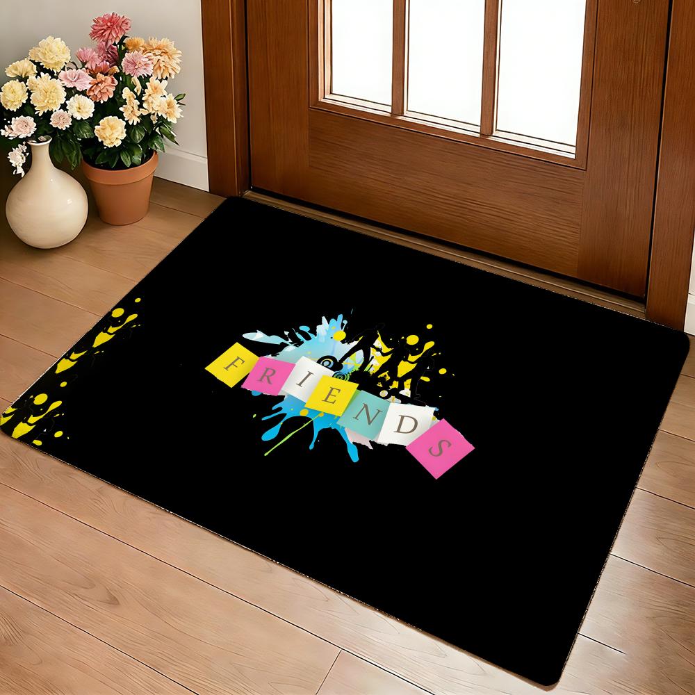 Friends Welcome Floor Mat Cozy Flannel Soft Thick Non-Slip Mat For Living Room Bedroom Kitchen Decor Rugs