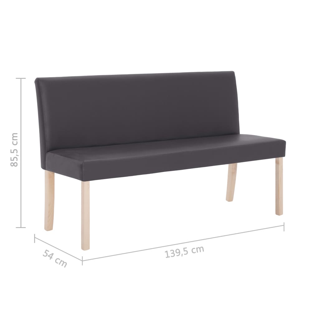 Bench 139.5 cm Grey Artificial Leather