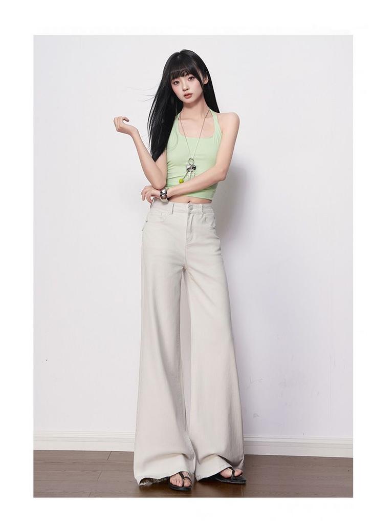 Lazy style high waisted elastic micro flared jeans for women, new slimming and versatile casual pants