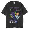 Неон Genesis Evangelion EVA Аниме Печатная Футболка Мужская и Женская Стиранная Футболка Высококачественная Винтажная Хлопковая Футболка