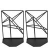2Pcs Solid Geometry Book Stands Metal Hollow Desk Nonskid Bookend Shelf Heavy Duty Black