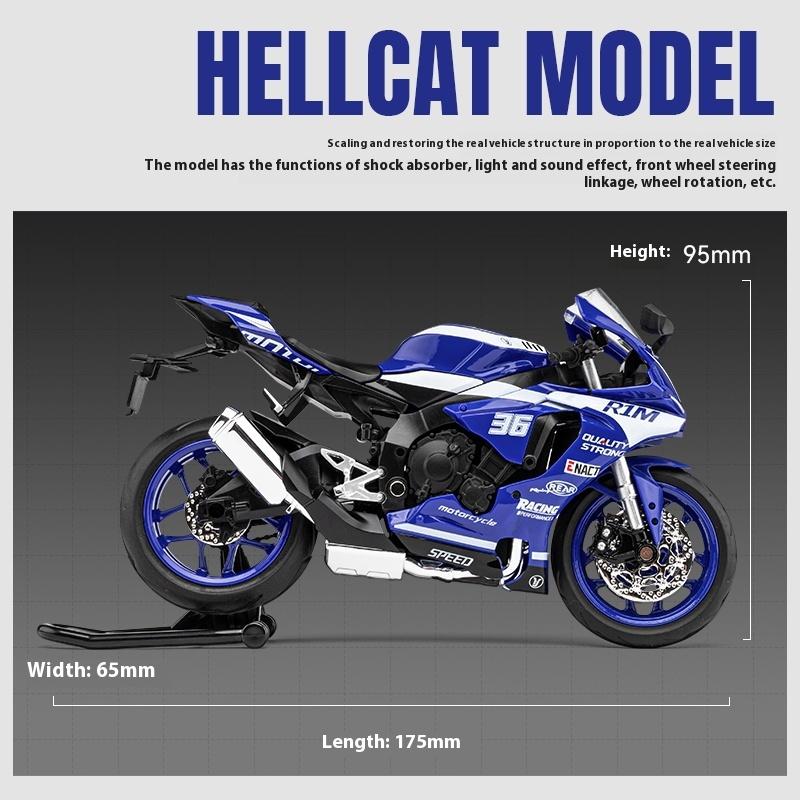 Модель игрушечного мотоцикла Yamaha R1M в масштабе 1/12, литой из сплава, с имитацией амортизации, масштабная модель мотоцикла, игрушки для детей, подарки