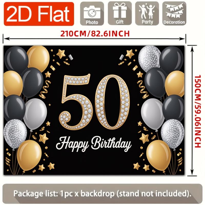 Birthday Party Backdrop Gold Black Polyester Banner Photo Booth Decoration 49