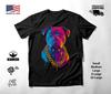 Pit Bull Portrait Neon Graphic T-Shirt Black Unisex S-2XL