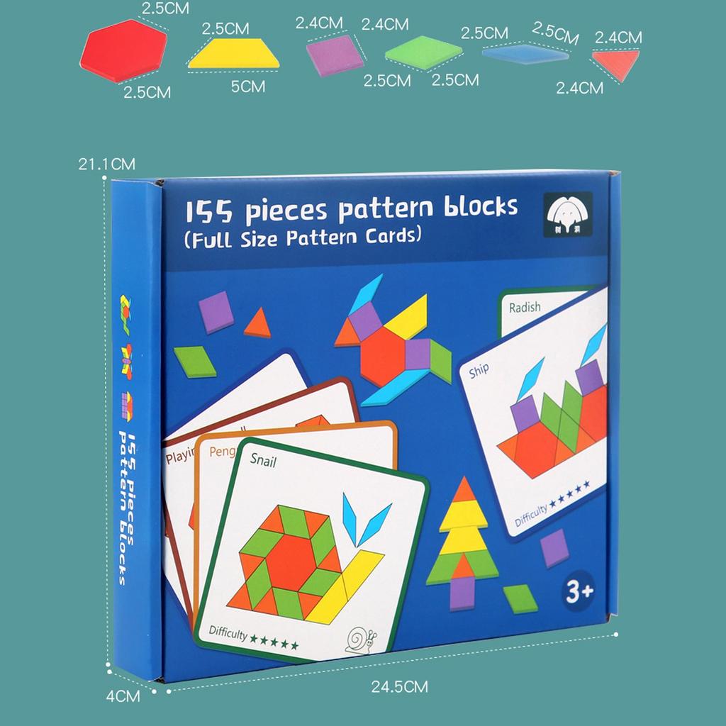 155 шт. набор деревянных узоров головоломка геометрической формы для детского сада классическая образовательная игрушка Монтессори Танграм