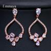 EMMAYA Vivid Peach-shape Three Pendant AAA Zircon Cute Earrings For Women and Girls New Trendy Party