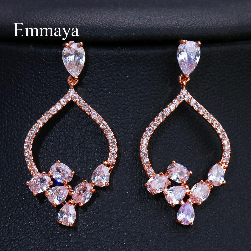 EMMAYA Vivid Peach-shape Three Pendant AAA Zircon Cute Earrings For Women and Girls New Trendy Party