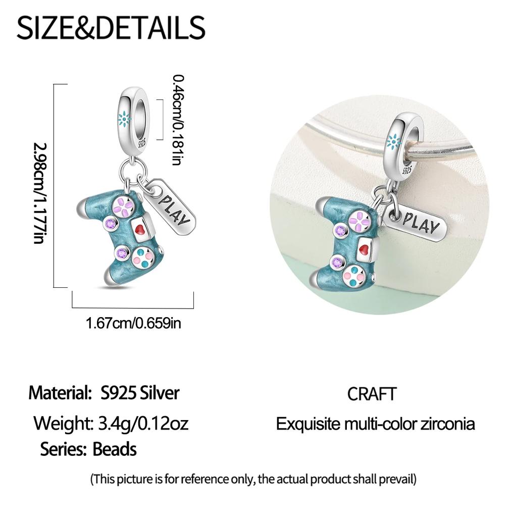 Новые медные шармы-бусины Шарм-подвеска в виде игровой консоли и гарнитуры Подходит для браслетов-шармов DIY Ювелирные изделия Подарок на день рождения