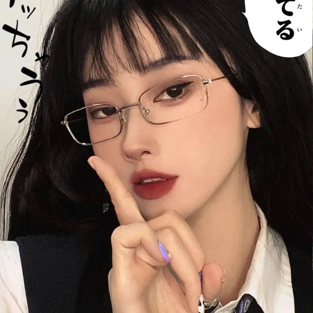 Metal Japanese Harajuku Glasses Gold Silver Black Anti-blue Anti-blue Glasses Oversized Vision Care Decorative Glasses Women Men