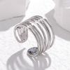 Temperament Multilayer Line Hollow Opening Wide Rings for Women Men High Quality Stainless Steel Party Finger Jewelry Colorfast