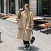 Khaki Hooded Windbreaker Coat Women's Long Spring and Autumn Korean Style Large Size Versatile Casual Coat