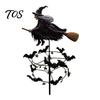 Spooky Patio Ornament Garden Witch Wind Spinner, Halloween Yard Art Metal Outdoor Fall Decorations Stake, Flying Spinner for Lawn Pathway Decoration