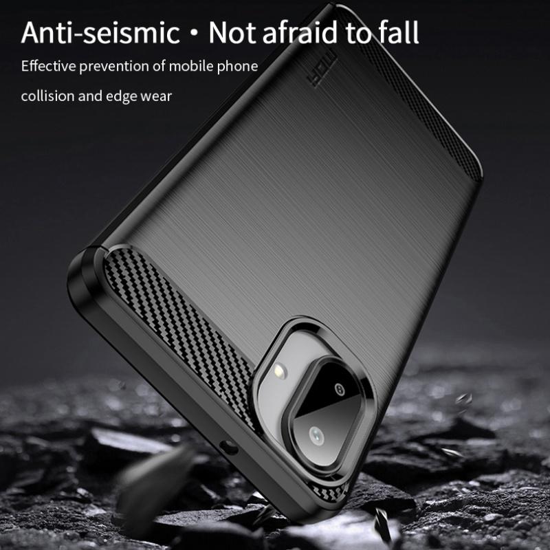 For Samsung Galaxy A07 4G Back Cover MOFI Brushed Texture Carbon Fiber Soft TPU Case