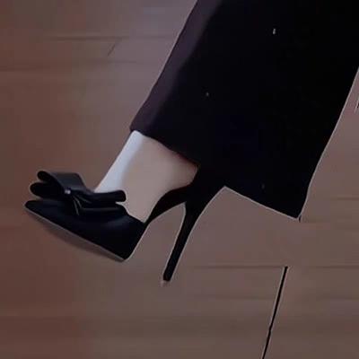 Прекрасный темперамент, бант, черные остроносые туфли на высоком каблуке, не устают при ходьбе, туфли-лодочки на тонком каблуке, новинка 2025