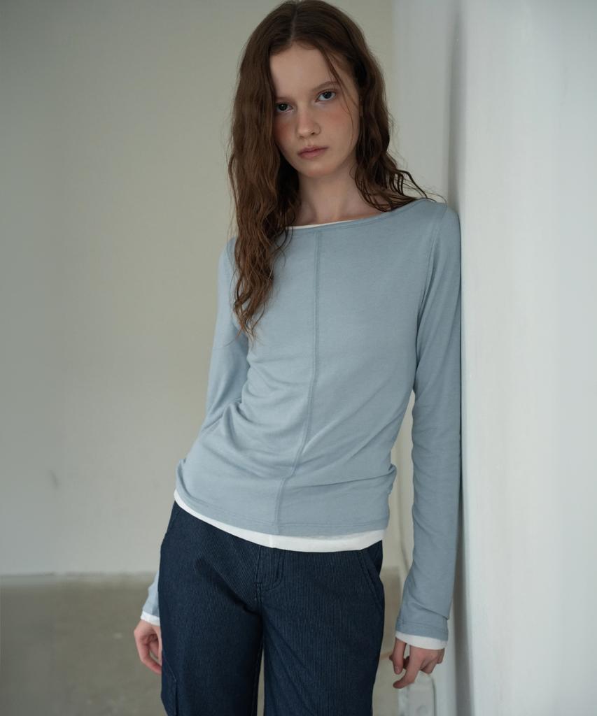 WAARFORWOMAN Wt-97 Boat Neck T-Shirt_Sky Blue