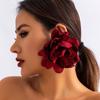 Fabric Big Flower Ear Stud Luxury Design Floral Eardrop Gifts Exaggerated Earrings  Women Girls