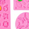 Yousheng 3Pcs Flower Leaf Butterfly Silicone Mold for Cake Decorating DIY Chocolate Candy Fondant Craft Baking Mold Flexible Easy Release Jelly