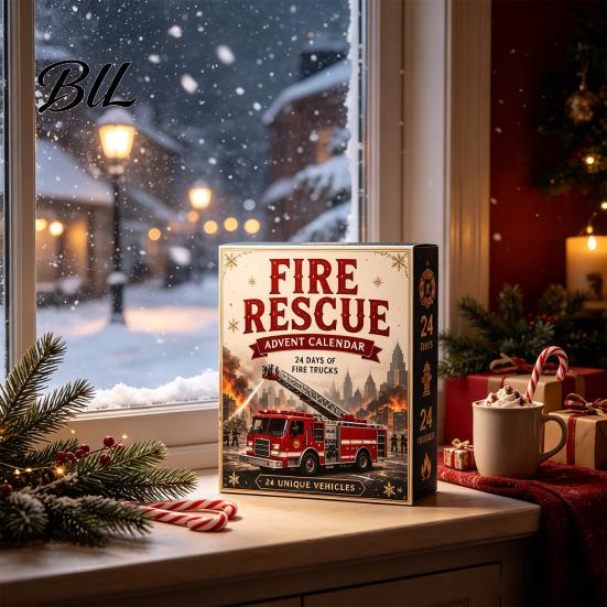 Christmas Tree Hanging Decorations 24-Day Vehicle Advent Calendar, 2D Acrylic Trucks Vehicles Ornaments Car Themed Countdown Calendar Holiday