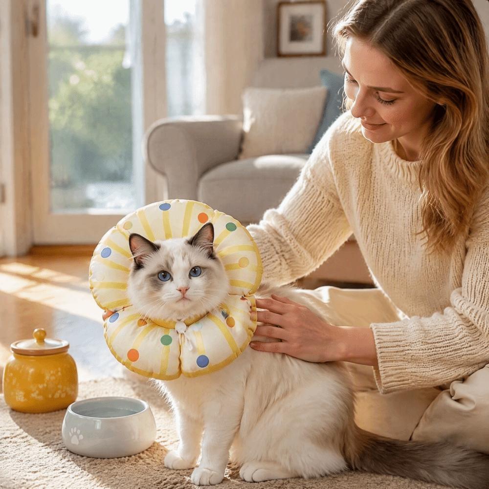 Soft Pet Anti-Lick Collar Breathable Neck Protective Circle Cat Recovery Collar for Dogs Cats