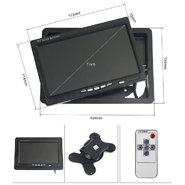 DIYKIT 7inch AHD IPS LCD Car HD Monitor Rear View Car Monitor Max Support 1080P AHD CVBS Camera AV 4PIN Video Input