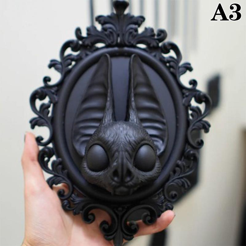 Gothic Art Resin Animal Head Wall Decor Baroque Style Wall Hangings Frame Vintage Bat Wall Sculpture Home Decor Gothic Statue