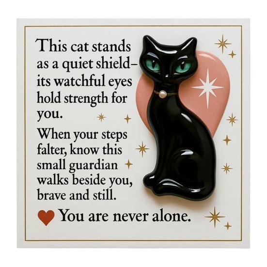 Pocket Hug Medieval Black Cat with Positive Card Emotional Support Pocket Black Kitten Token Animal Decoration Inspirational Gift