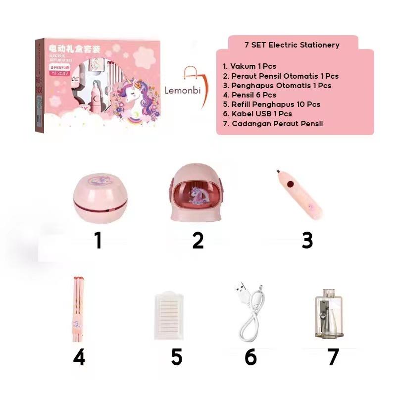 Электронный канцелярский набор вакуумная точилка для карандашей ластик 11 в 1 / Электронный канцелярский набор обучающий подарок для девочек