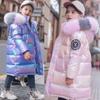 Girls Keep Warm Winter Fur Jacket Coat Fashion Waterproof Shiny Hooded Children Outerwear Clothing 5-14 Years Teenage Kids Parka