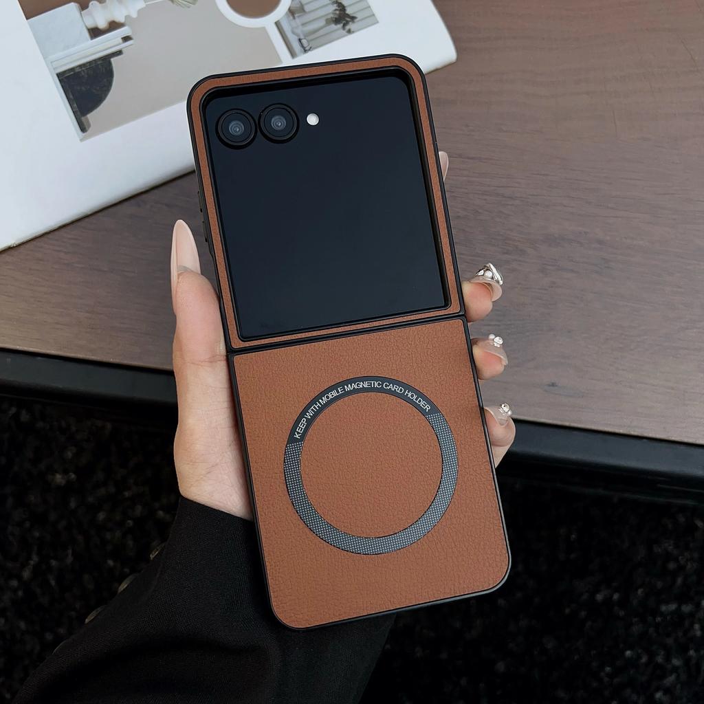 Ретро Бизнес Тонкий Магнитный Чехол с Беспроводной Зарядкой Для Motorola Razr 60 50 40 Ultra Кожа PU Жесткий ПК Ударопрочный Чехол