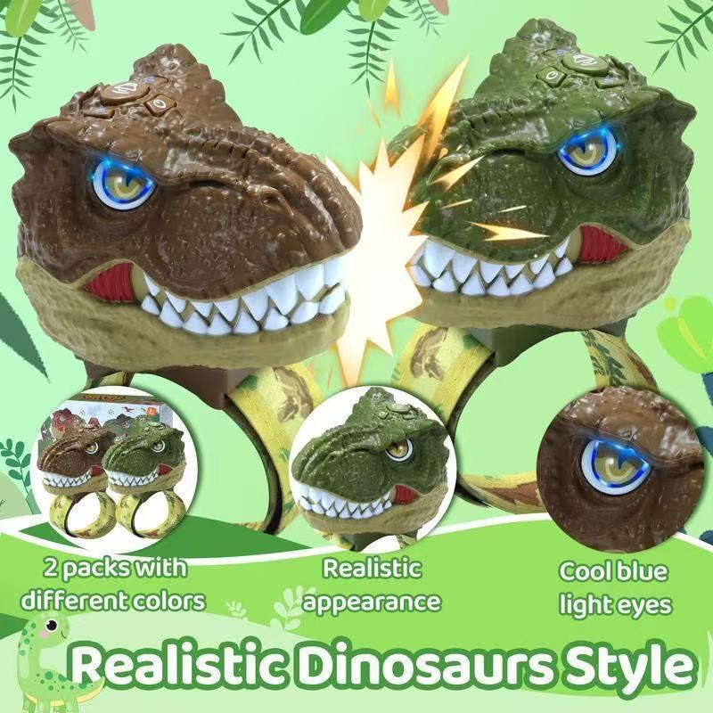 Flash Color Mechanical T-Rex Wrist Walkie Talkie, Kids Toy with Light, Music & Sound