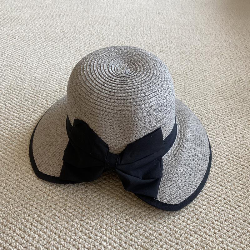 Hepburn Hat Female Black Straw Hat Sunscreen Vacation Seaside Beach Sun Hat Summer Big Brim Sun Hat Big Brim