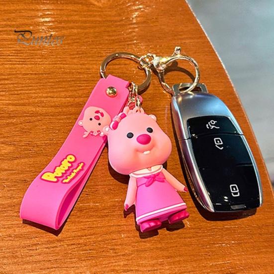 Брелок для ключей, милый мультяшный персонаж, бобр, полированный обруч из нержавеющей стали, зажим для омара, красочный брелок для ключей, органайзер для ключей, ремешок на запястье, школьная сумка, кулон, брелок