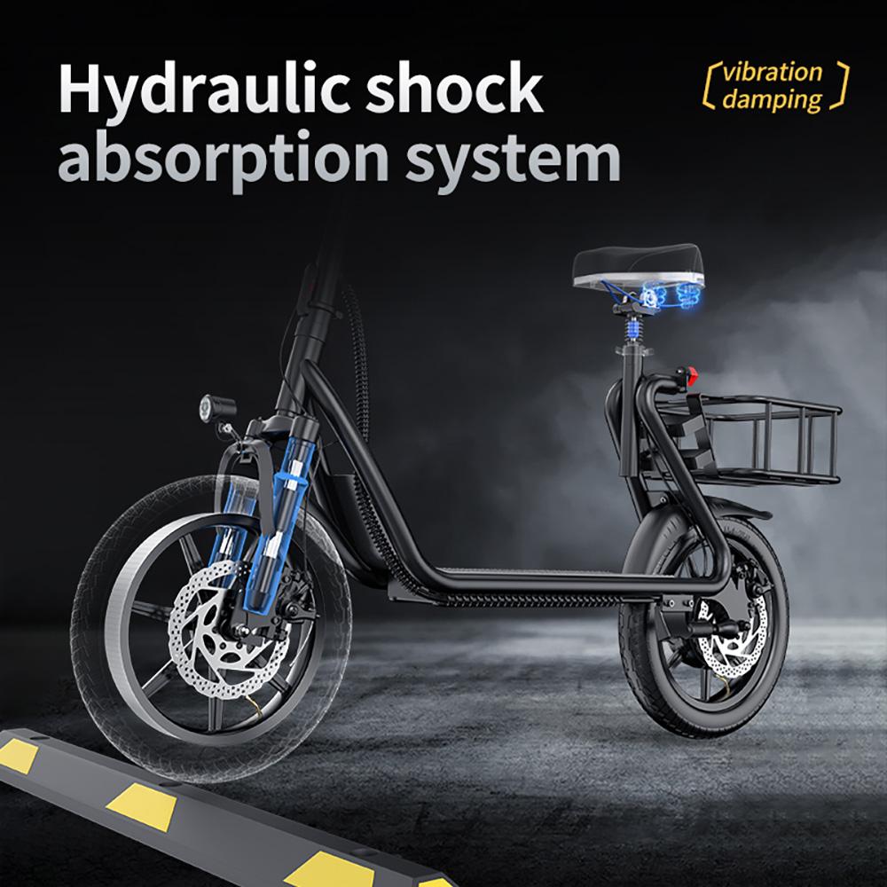 ES14 450 Вт электрический самокат для взрослых, демпфирующий электрический самокат, максимальная дальность 30 км, 25 км/ч, городской самокат с задней корзиной сиденья