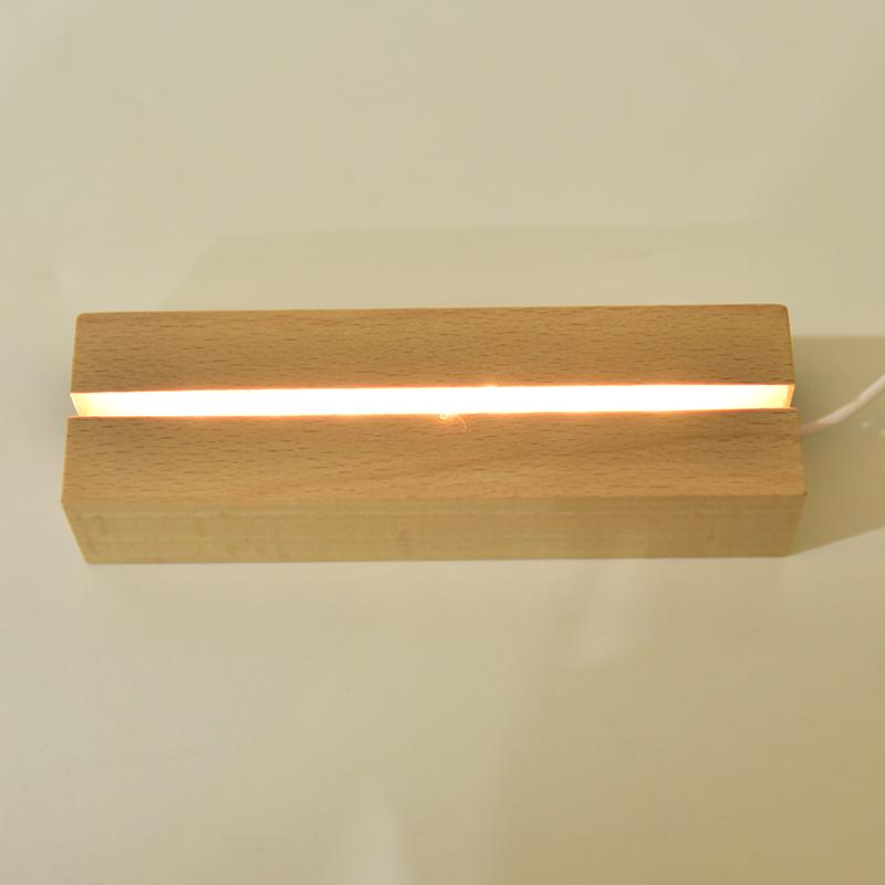 Деревянная светодиодная лампа с USB-кабелем, ночник с 3D-светодиодом, основание для лампы