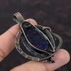 Подвеска из синего солнечного камня, медная проволока, обернутая драгоценным камнем, подвеска из проволочной обмотки, ювелирная подвеска для подарка, подвеска ручной работы, уникальный медный дизайн, ювелирные изделия