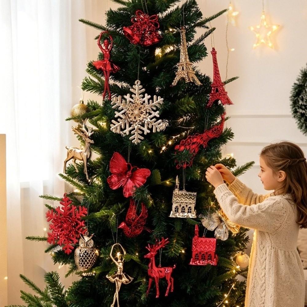 Plastic Christmas Tree Pendant Electroplated Hanging Ornaments New Xmas Tree Ornament Home Decor
