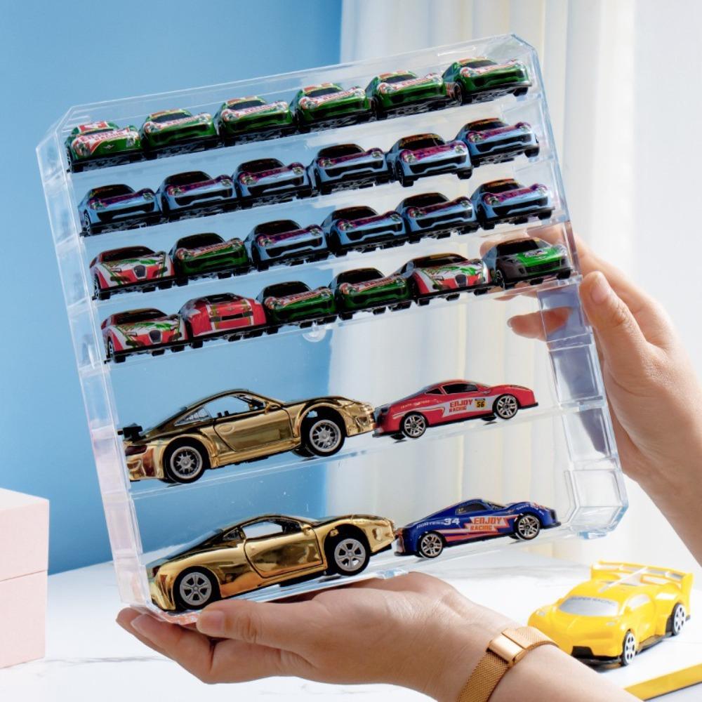 1/4pcs Dustproof Car Display Box 8 Grid Transparent Car Storage Box Acrylic Cabinet Rack Kids
