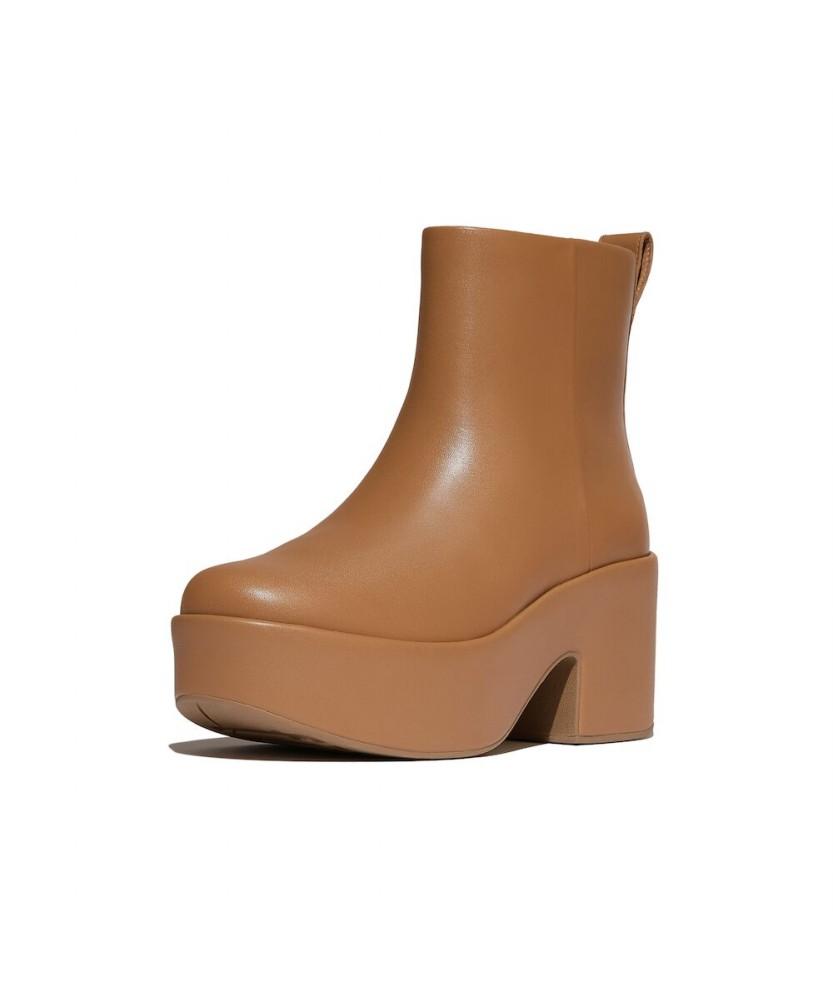 Fitflop Women'S Platform Leather Heel Ankle Boots - Rich Brown (Ft59K2B19D)